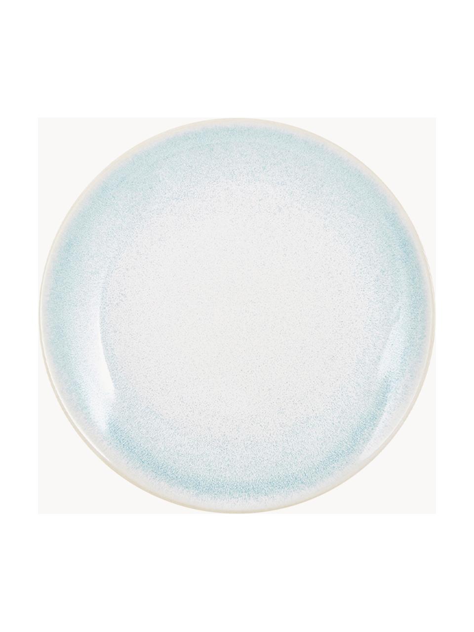 Platos llanos artesanales Amalia, 2 uds., Cerámica, Azul claro, blanco crema, Ø 25 cm