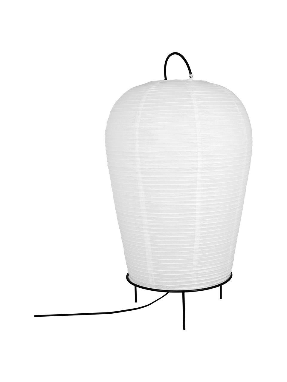 Lámpara de pie de papel Osaka, Pantalla: papel, Cable: cubierto en tela, Blanco, negro, Ø 50 x Al 90 cm