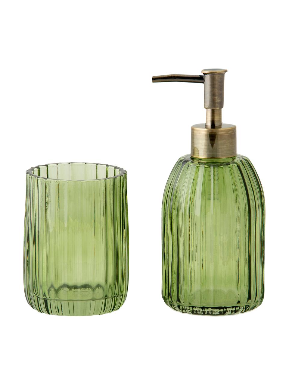Dispenser sapone Aldgate, Contenitore: vetro, Testa della pompa: plastica, Verde, Ø 7 x Alt. 17 cm