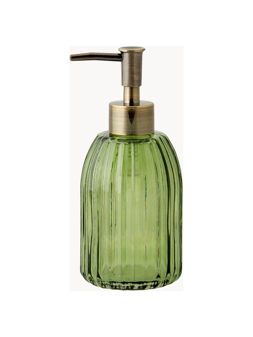 Dispenser sapone Aldgate, Contenitore: vetro, Testa della pompa: plastica, Verde, Ø 7 x Alt. 17 cm