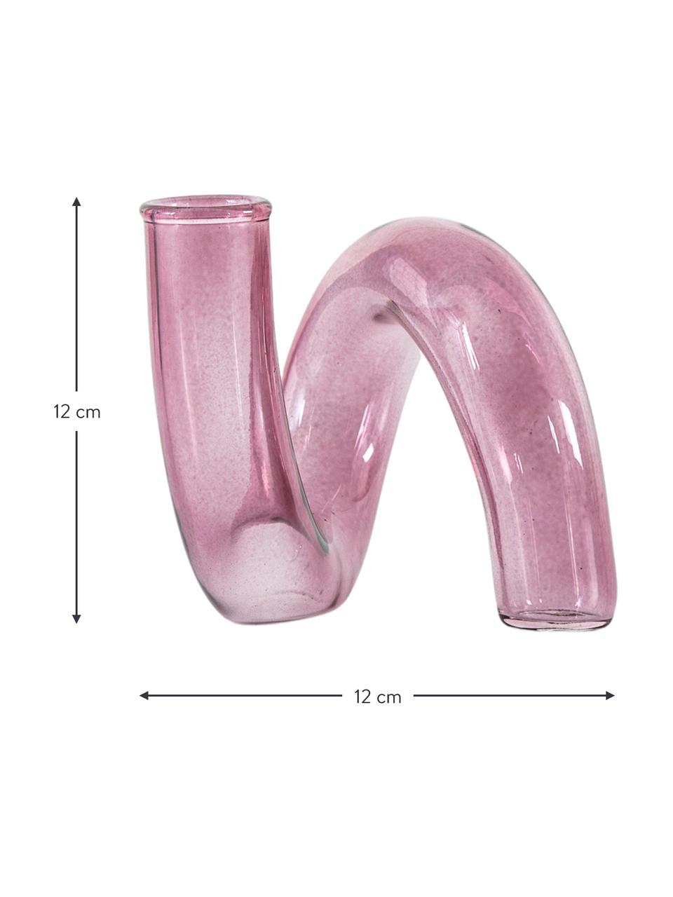 Handgemaakte glazen vaas Whirly, Glas, Roze, B 12 x H 12 cm