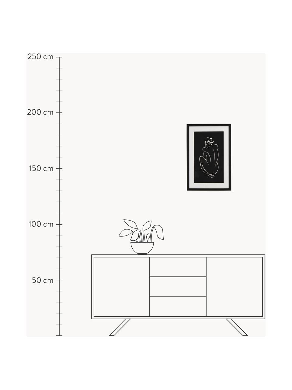 Poster Refined mit Holz-Rahmen, Rahmen: Mitteldichte Holzfaserpla, Schwarz, Weiss, B 40 x H 60 cm