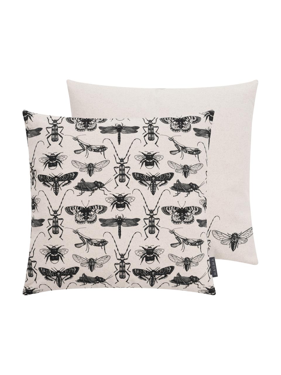 Housse de coussin réversible Cabane, Beige, noir