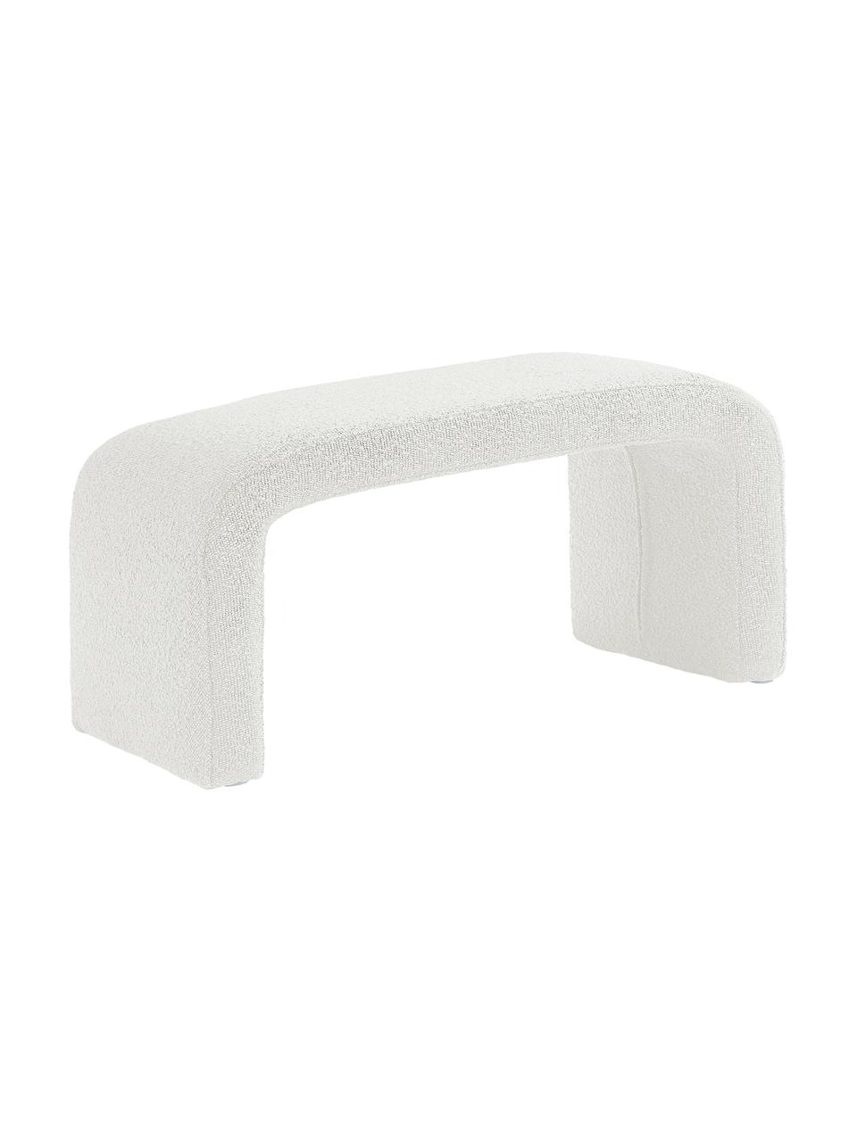 Bouclé-Polsterbank Penelope, Bezug: Bouclé (100 % Polyester) , Gestell: Metall, Sperrholz, Bouclé Weiß, B 110 x H 46 cm