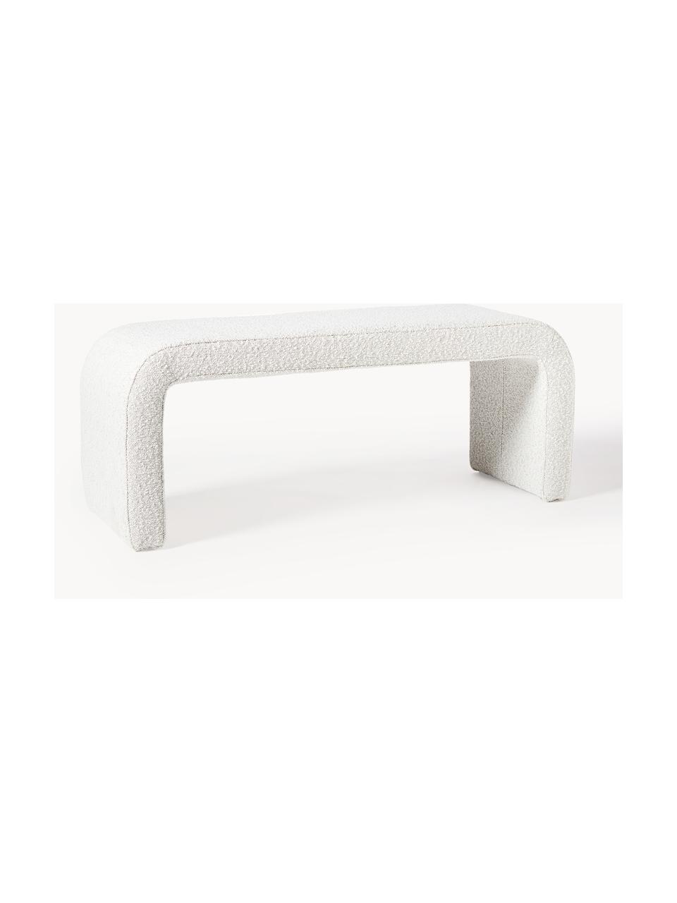 Banco en tejido bouclé Penelope, Tapizado: tejido bouclé (100% polié, Estructura: metal, madera contrachapa, Bouclé Off White, An 110 x Al 46 cm