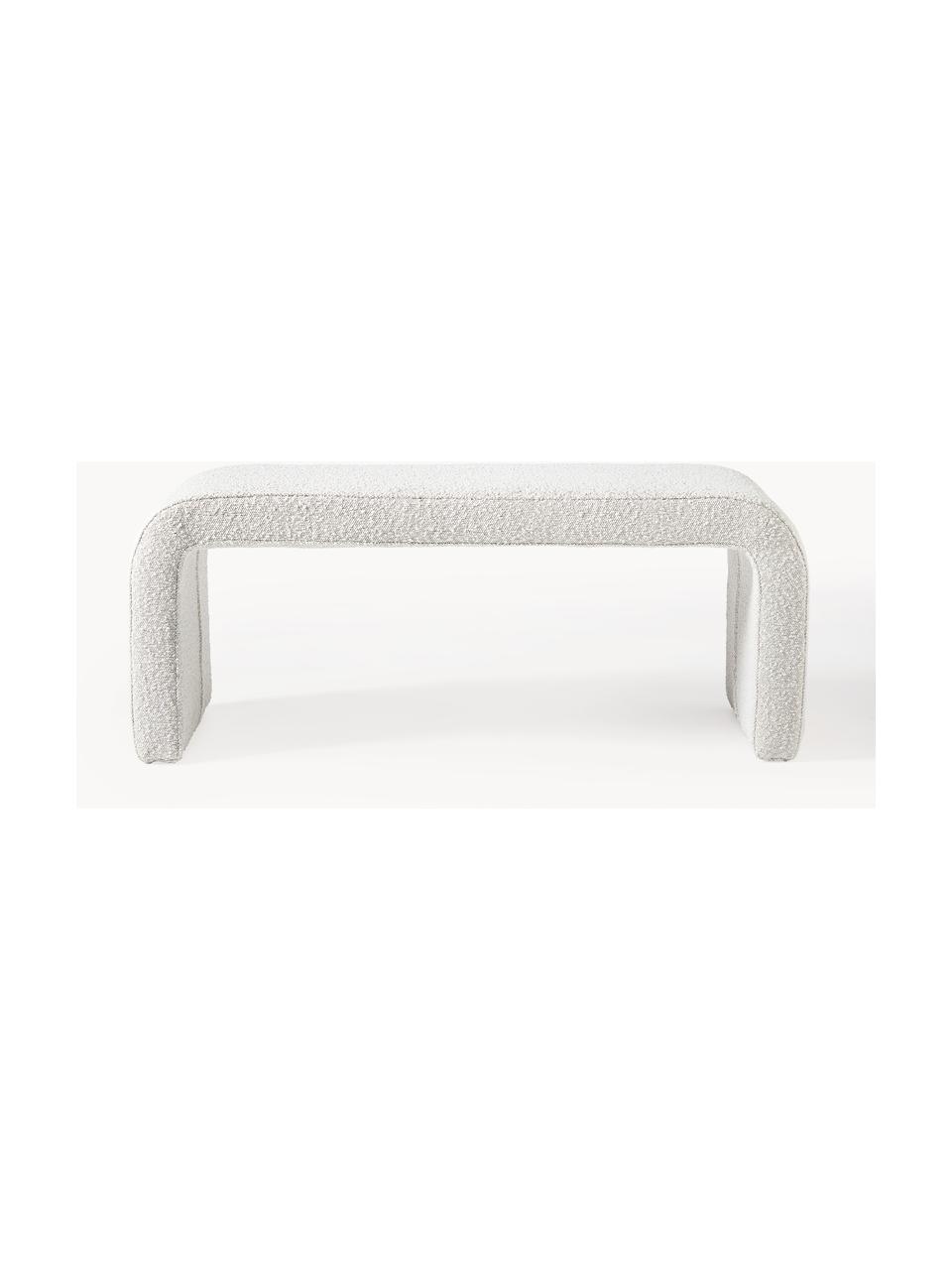 Banco en tejido bouclé Penelope, Tapizado: tejido bouclé (100% polié, Estructura: metal, madera contrachapa, Bouclé Off White, An 110 x Al 46 cm