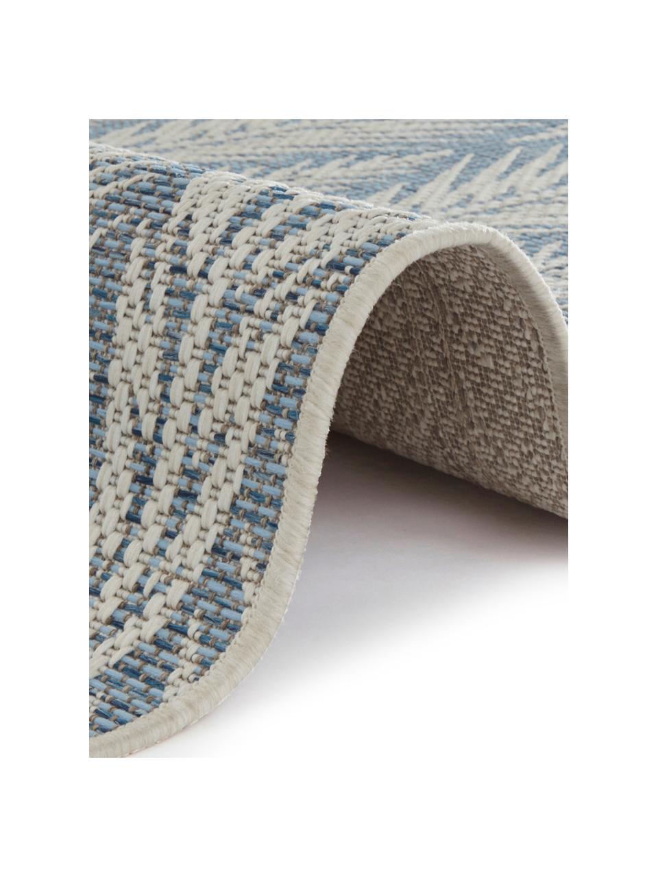 Design in- en outdoor vloerkleed Pella met grafisch patroon, 100% polypropyleen, Blauw, beige, B 200 x L 290 cm (maat L)