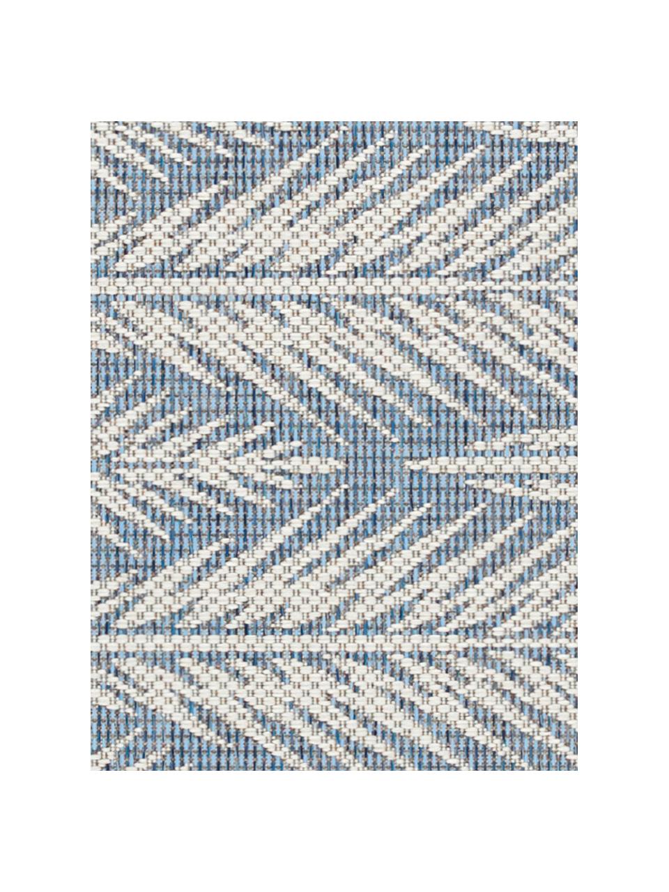 Design in- en outdoor vloerkleed Pella met grafisch patroon, 100% polypropyleen, Blauw, beige, B 200 x L 290 cm (maat L)