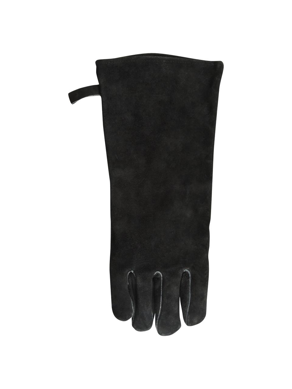 Grilovací rukavice Protect, 65 % hovězí štípenka, 25 % polyester, 10 % bavlna, Černá, Š 19 cm, V 41 cm