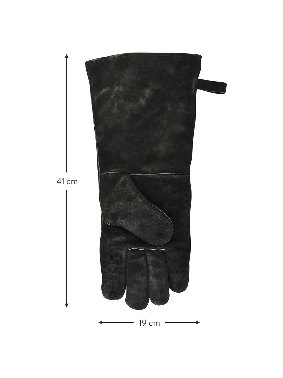 Grilovací rukavice Protect, 65 % hovězí štípenka, 25 % polyester, 10 % bavlna, Černá, Š 19 cm, V 41 cm