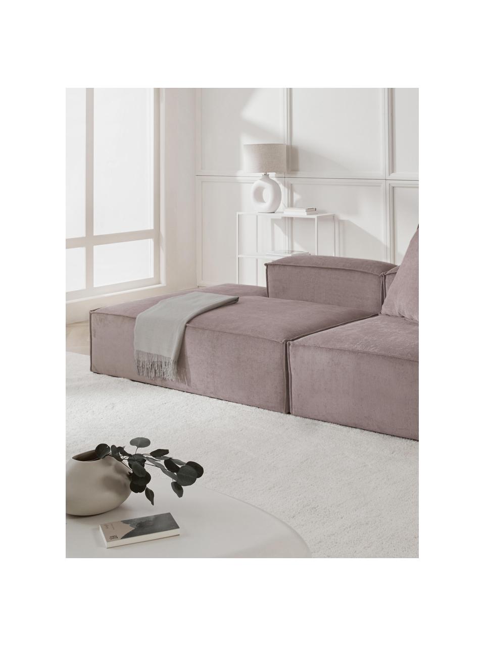 Méridienne modulable en velours côtelé Lennon, Velours côtelé taupe, larg. 150 x prof. 119 cm, dossier à droite