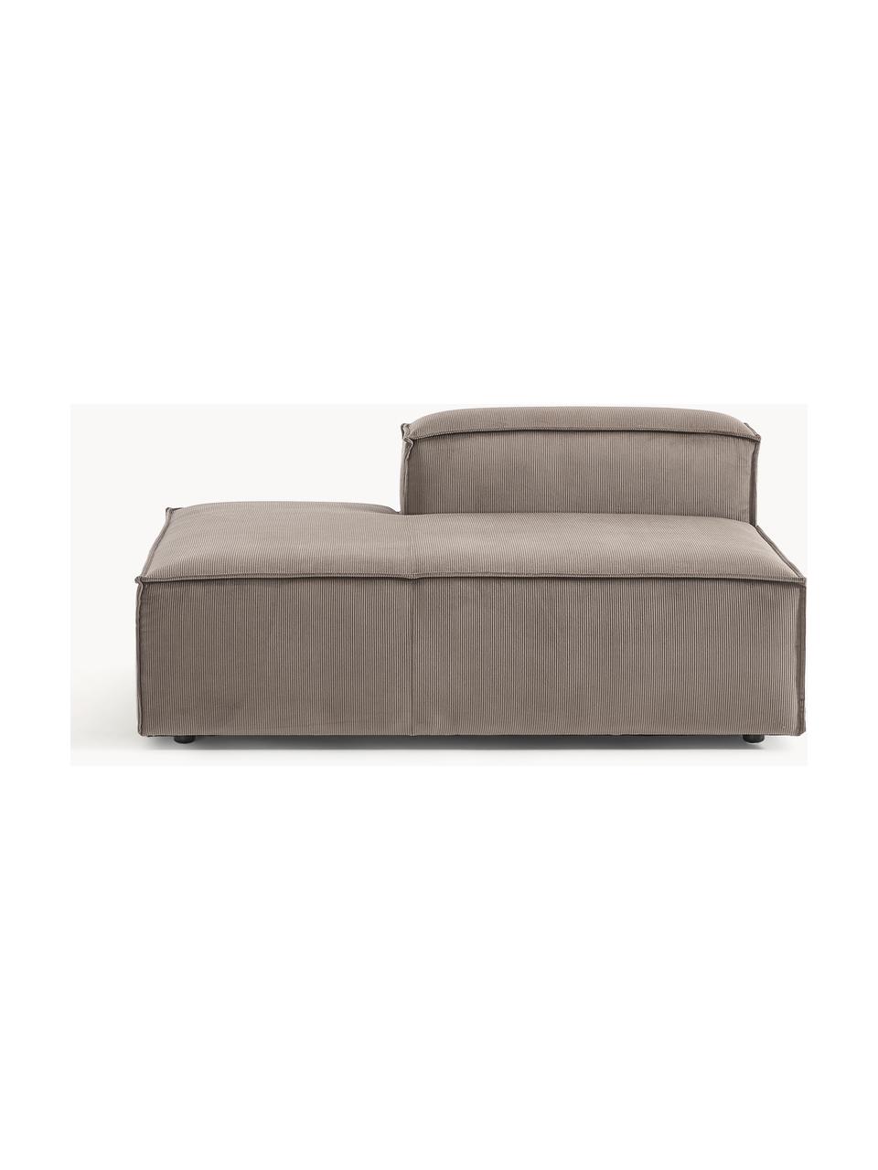 Ottomane-Modul Lennon aus Cord, Bezug: Cord (92 % Polyester, 8 %, Gestell: Massives Kiefernholz, Spe, Füße: Kunststoff Dieses Produkt, Cord Taupe, B 150 x T 123 cm, Rückenlehne rechts