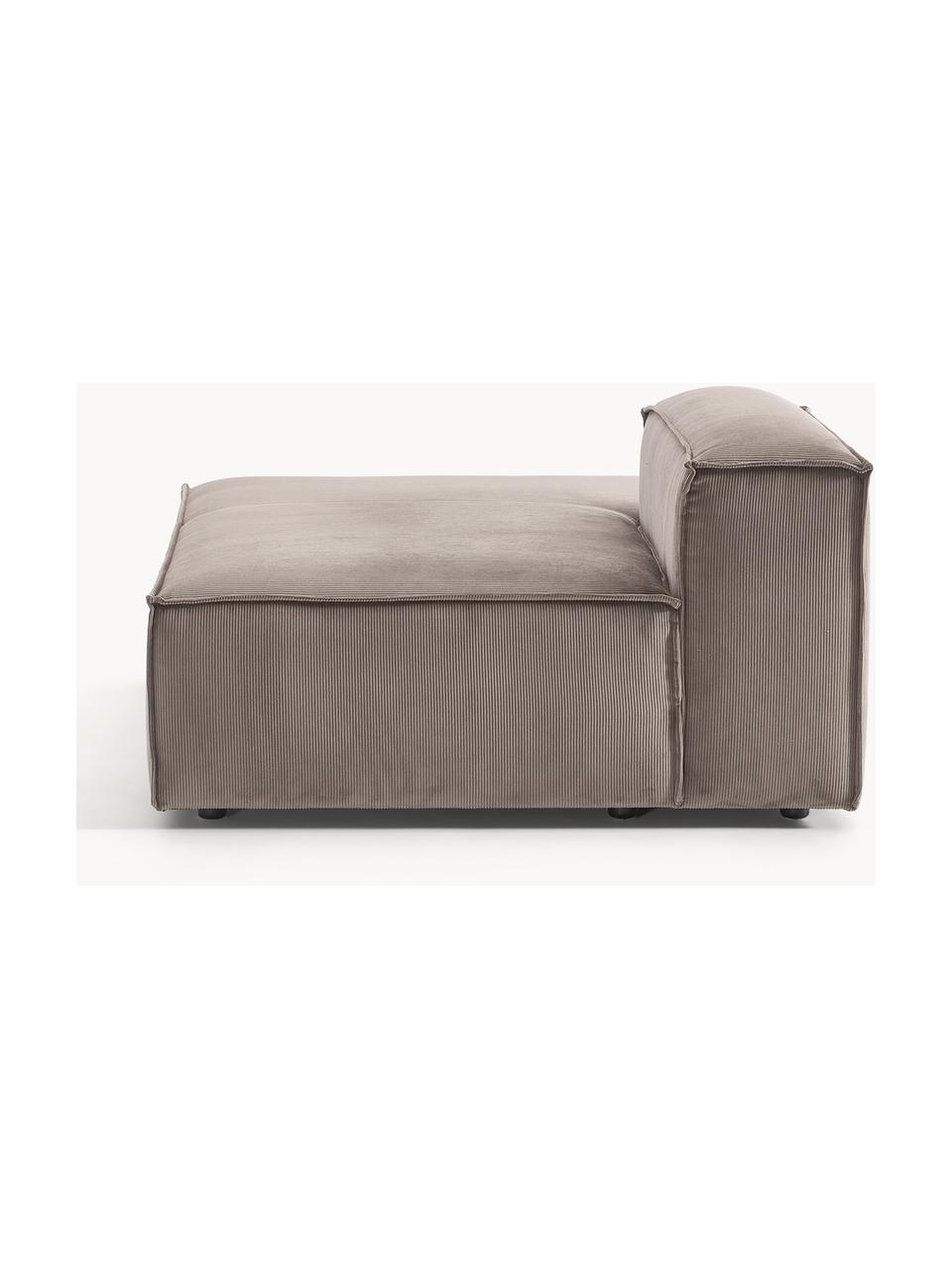 Ottomane-Modul Lennon aus Cord, Bezug: Cord (92 % Polyester, 8 %, Gestell: Massives Kiefernholz, Spe, Füße: Kunststoff Dieses Produkt, Cord Taupe, B 150 x T 123 cm, Rückenlehne rechts