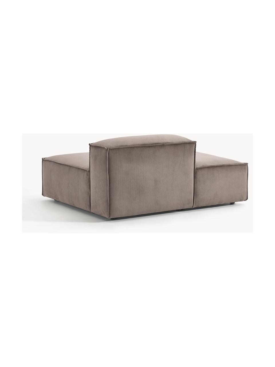 Ottomane-Modul Lennon aus Cord, Bezug: Cord (92 % Polyester, 8 %, Gestell: Massives Kiefernholz, Spe, Füße: Kunststoff Dieses Produkt, Cord Taupe, B 150 x T 119 cm, Rückenlehne rechts