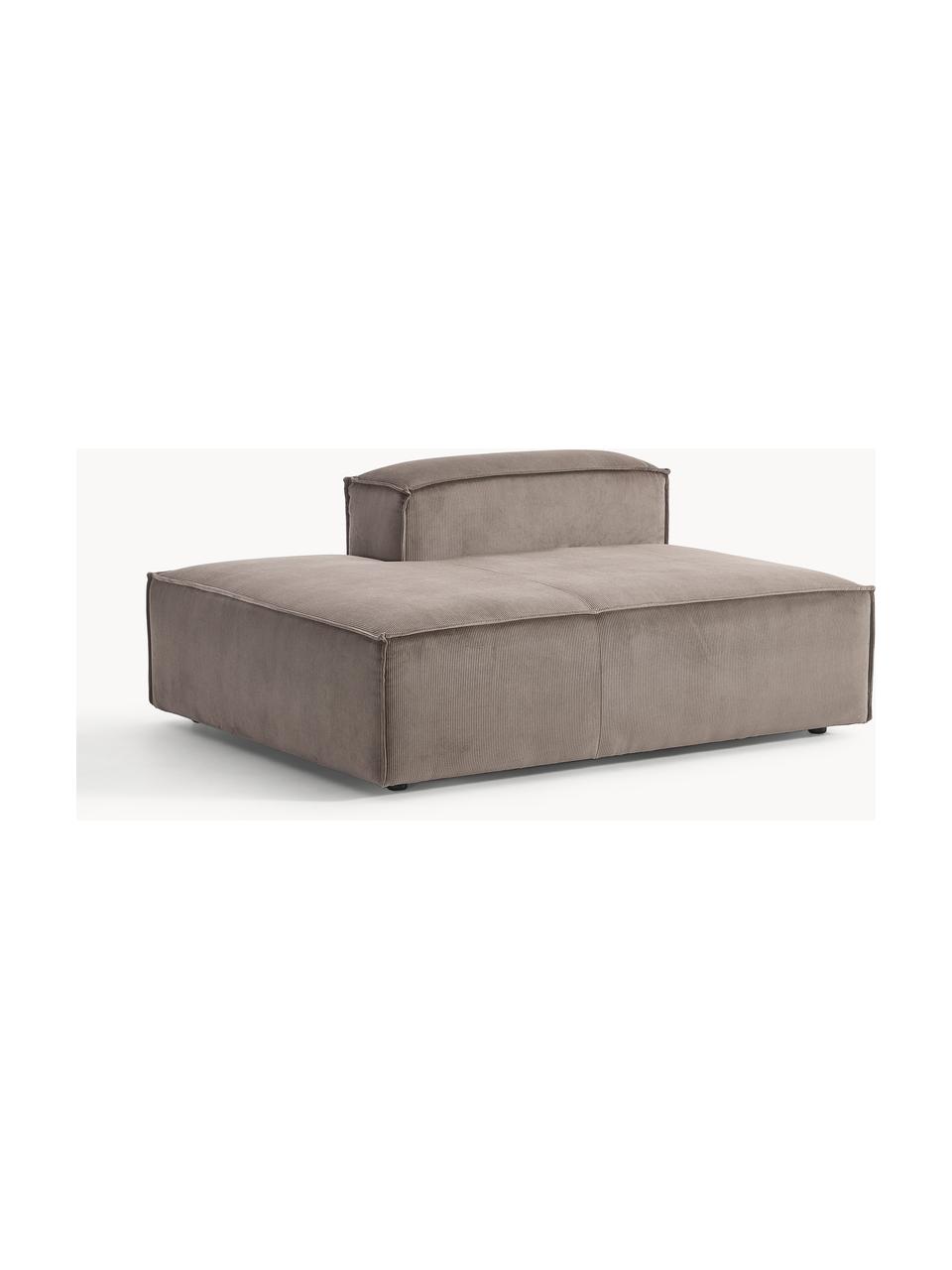 Ottomane-Modul Lennon aus Cord, Bezug: Cord (92 % Polyester, 8 %, Gestell: Massives Kiefernholz, Spe, Füße: Kunststoff Dieses Produkt, Cord Taupe, B 150 x T 123 cm, Rückenlehne rechts