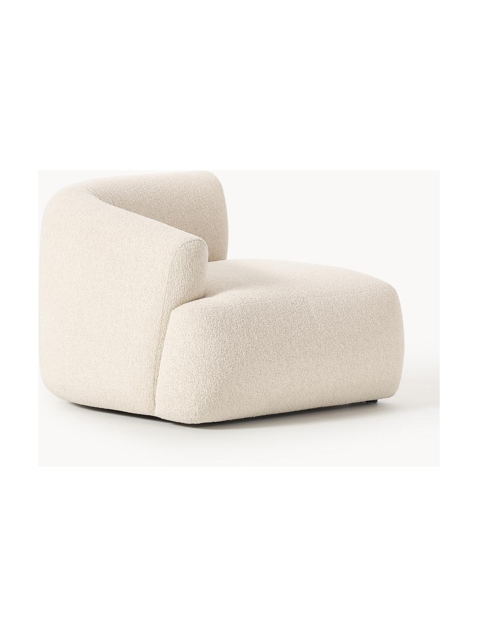 Módulo de esquina en tejido bouclé Sofia, Tapizado: tejido bouclé (100% polié, Estructura: madera de pícea, tablero , Patas: plástico Este producto es, Bouclé beige claro, An 95 x F 103 cm, módulo esquina izquierda