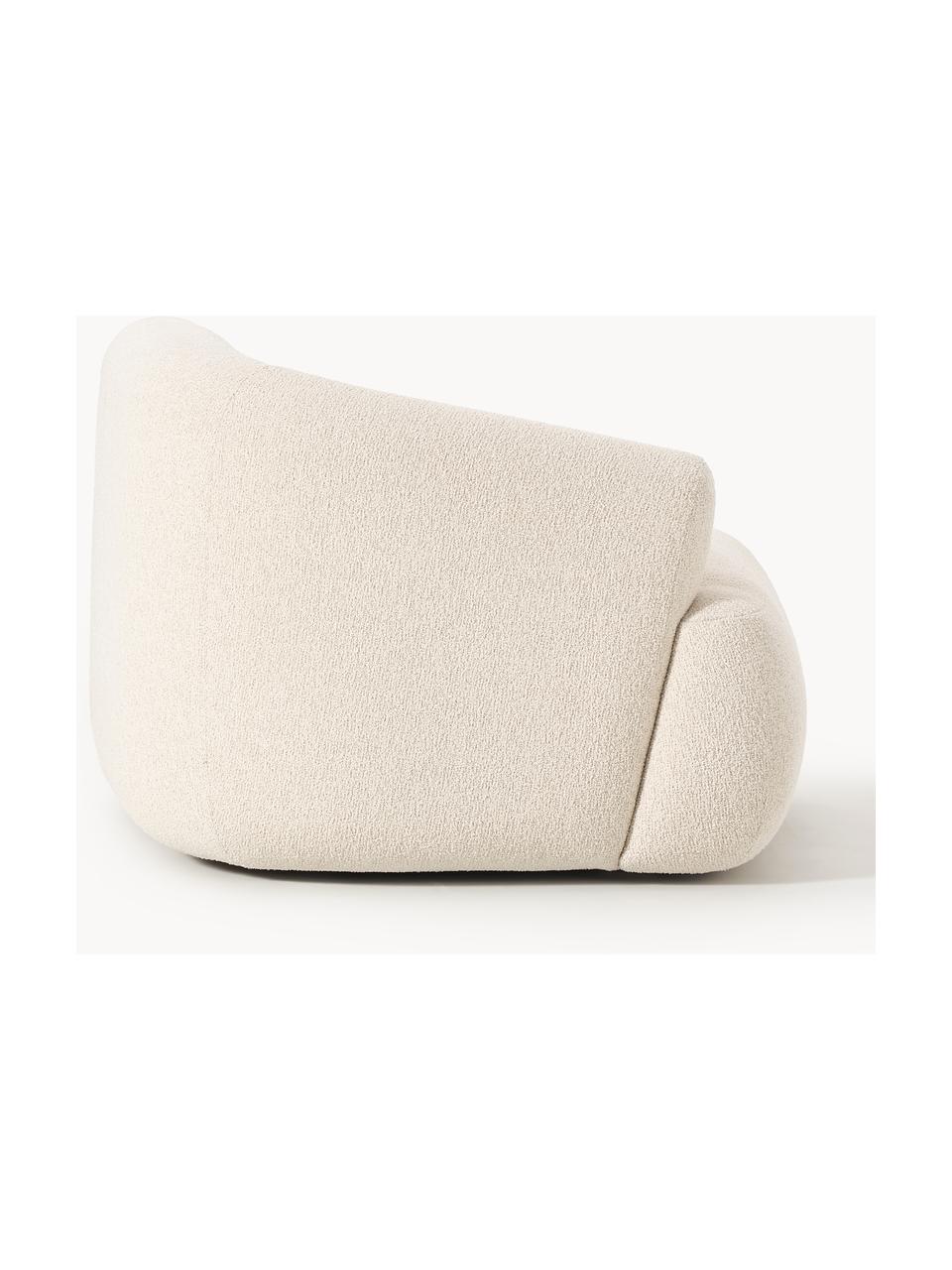 Módulo de esquina en tejido bouclé Sofia, Tapizado: tejido bouclé (100% polié, Estructura: madera de abeto, tablero , Patas: plástico Este producto es, Bouclé beige claro, An 95 x F 103 cm, módulo esquina izquierda