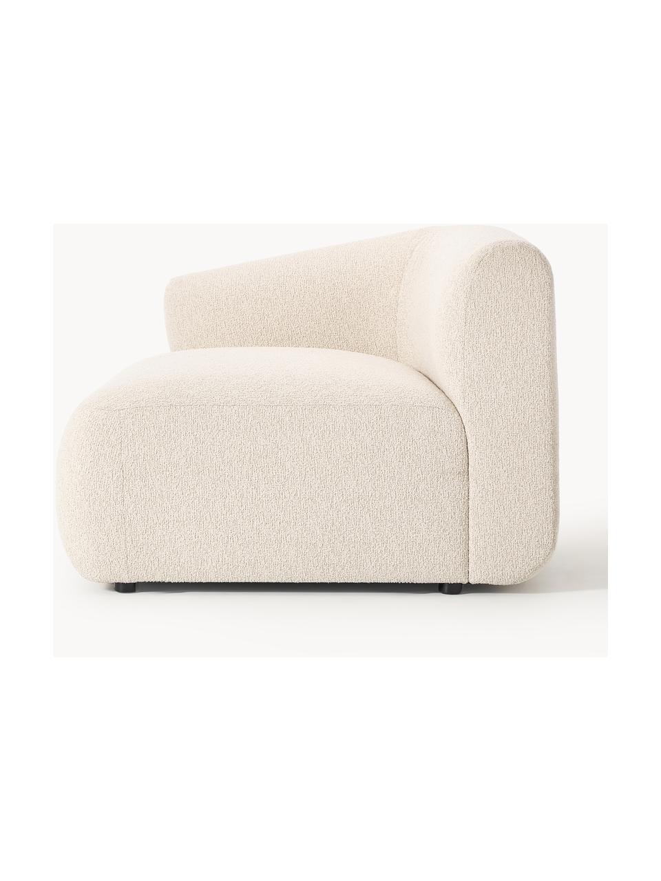 Módulo de esquina en tejido bouclé Sofia, Tapizado: tejido bouclé (100% polié, Estructura: madera de abeto, tablero , Patas: plástico Este producto es, Bouclé beige claro, An 95 x F 103 cm, módulo esquina izquierda