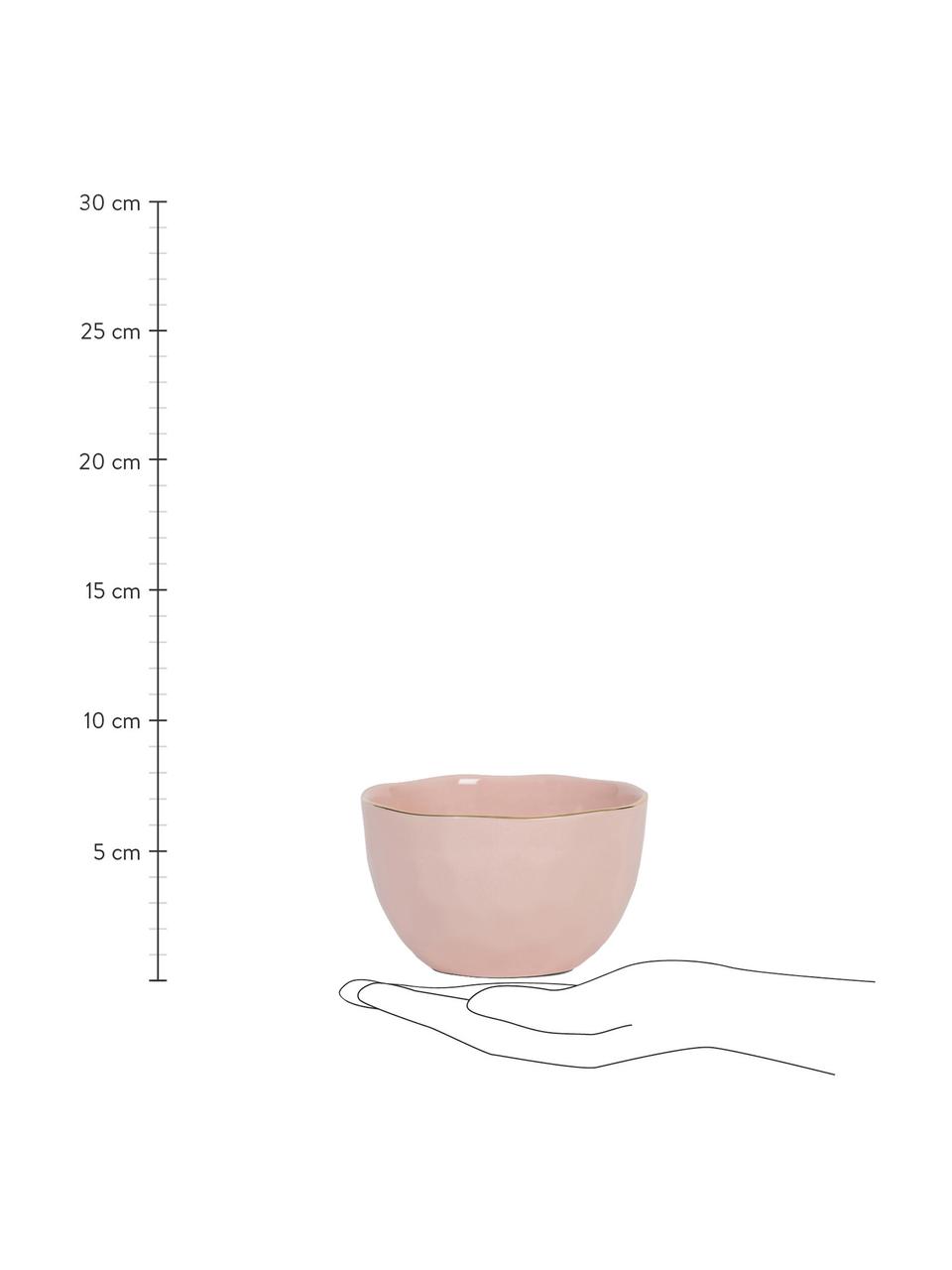 Schaal Good Morning, Keramiek, Roze met goudkleurige rand, Ø 14 cm
