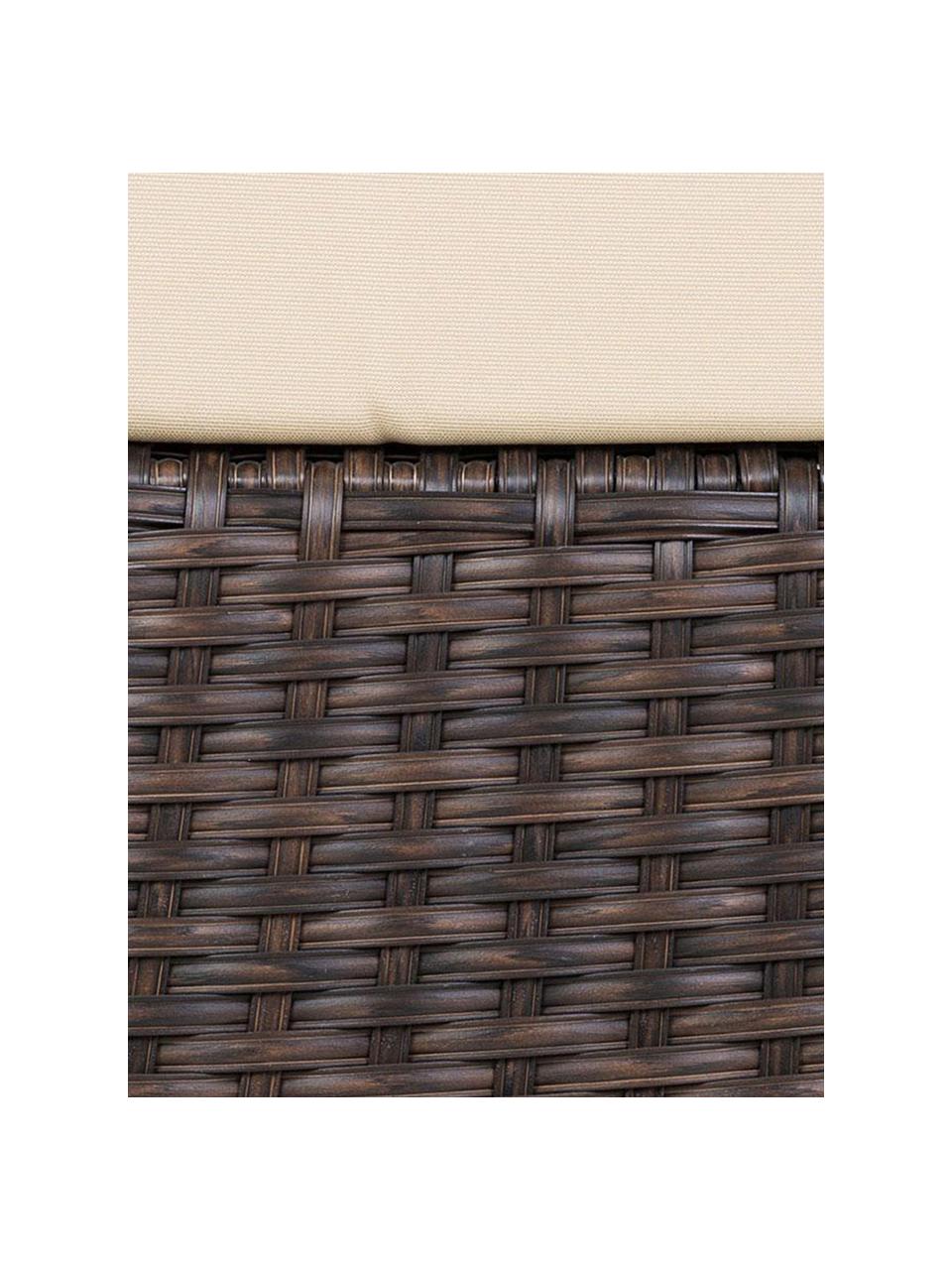 Taburete de exterior Leyre, Tapizado: poliéster, Estructura: ratán, Marrón, beige, An 52 x Al 33 cm