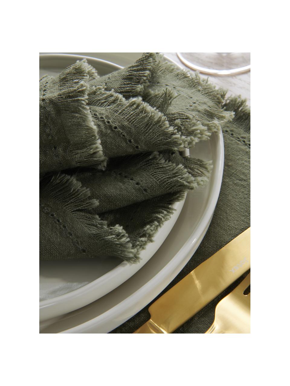 Serwetka z tkaniny Henley, 2 szt., 100% bawełna, Oliwkowy zielony, S 45 x D 45 cm