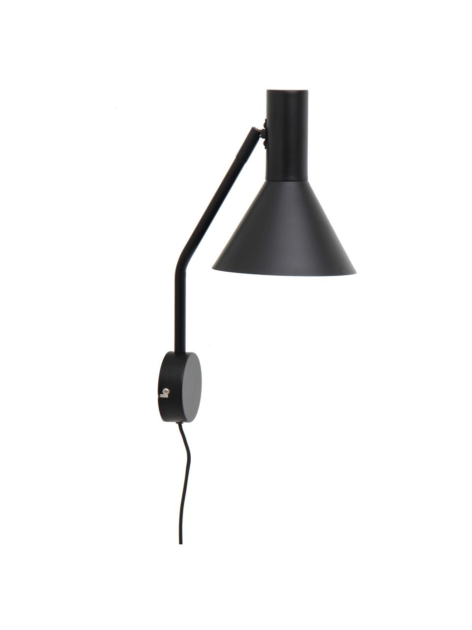 Applique di design orientabile Lyss, Lampada: metallo rivestito, Nero, Prof. 18 x Alt. 42 cm