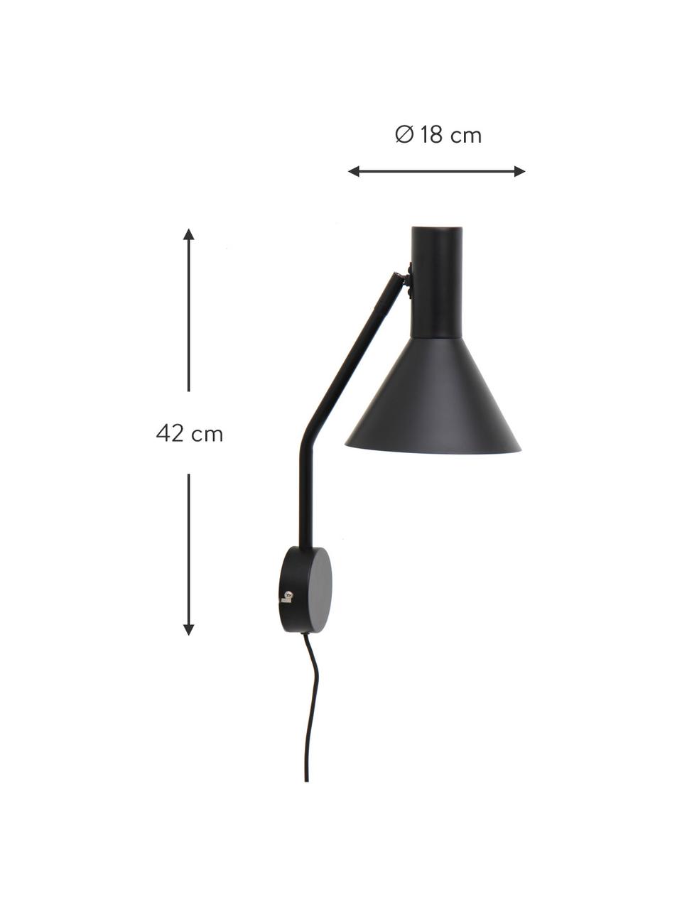 Applique di design orientabile Lyss, Lampada: metallo rivestito, Nero, Prof. 18 x Alt. 42 cm