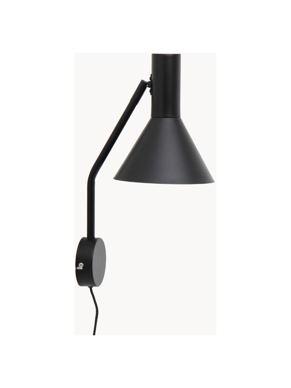 Verstelbare design wandlamp Lyss, Lamp: metaal, gecoat, Zwart, D 18 x H 42 cm