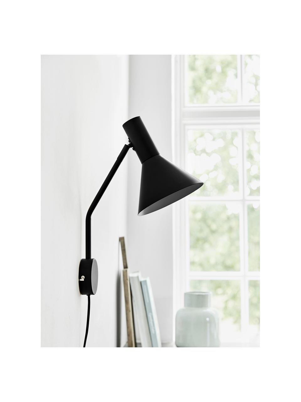Verstelbare design wandlamp Lyss, Lamp: metaal, gecoat, Zwart, D 18 x H 42 cm