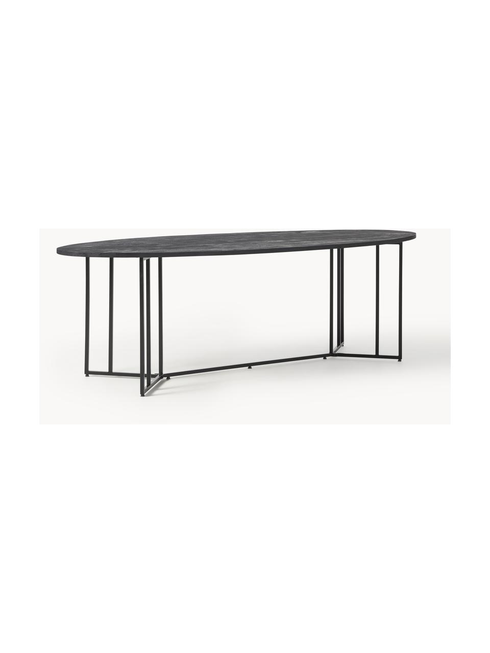 Table ovale en bois de manguier Luca, tailles variées, Manguier laqué, cadre noir, larg. 240 x prof. 100 cm