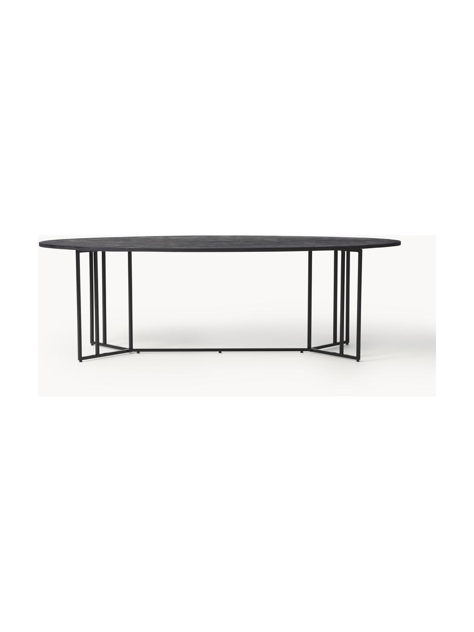 Mesa de comedor ovalada de madera de mango Luca, tamaños diferentes, 100 % lino, Madera de mango pintada en negro, An 240 x F 100 cm