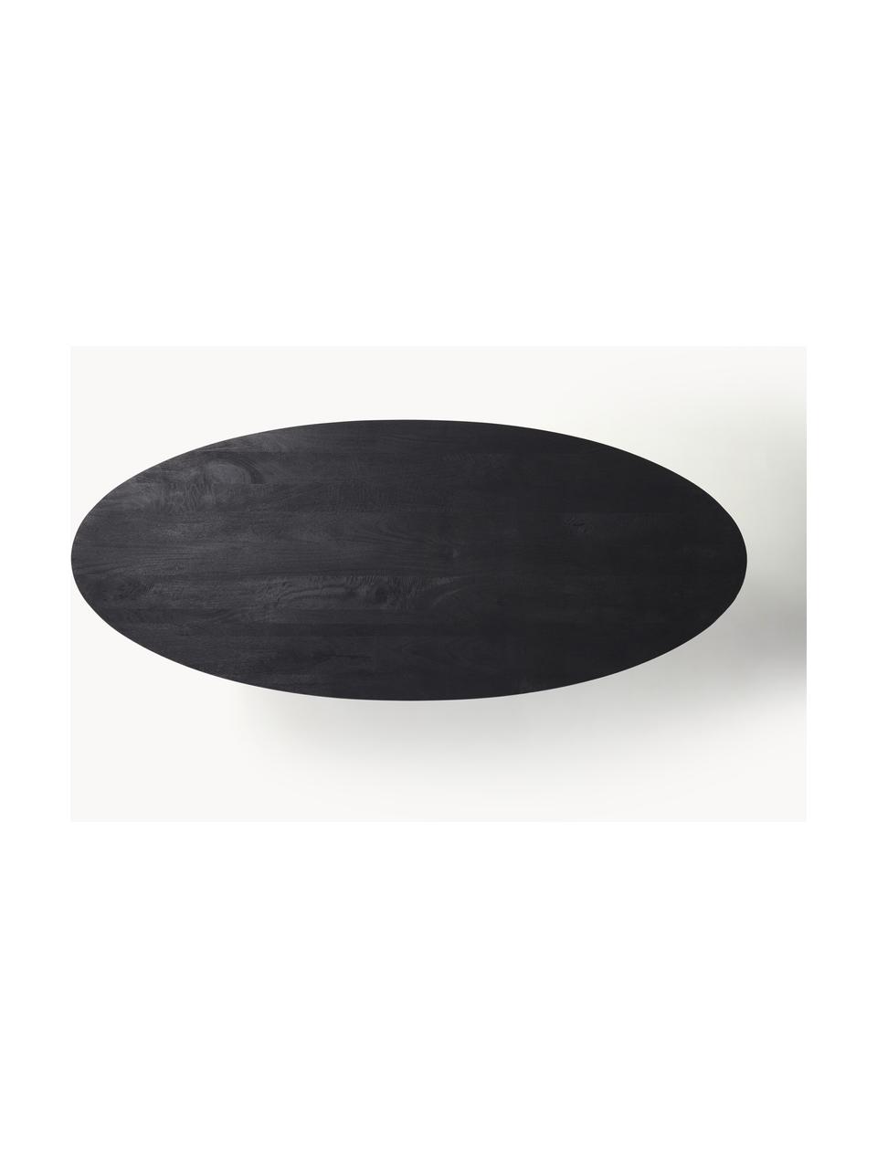 Owalny stół do jadalni z drewna mangowego Luca, różne rozmiary, Blat: lite drewno mangowe, szcz, Stelaż: metal malowany proszkowo, Drewno mangowe lakierowane na czarno, S 240 x G 100 cm