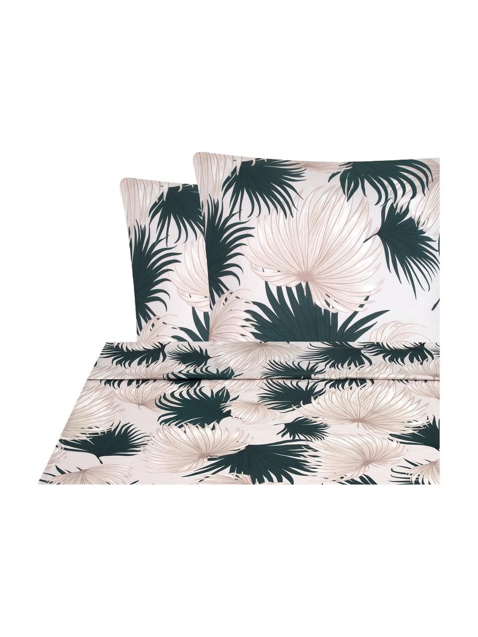 Sábana encimera de satén Aloha, Multicolor, beige, Cama 180/200 cm (270 x 270 cm)