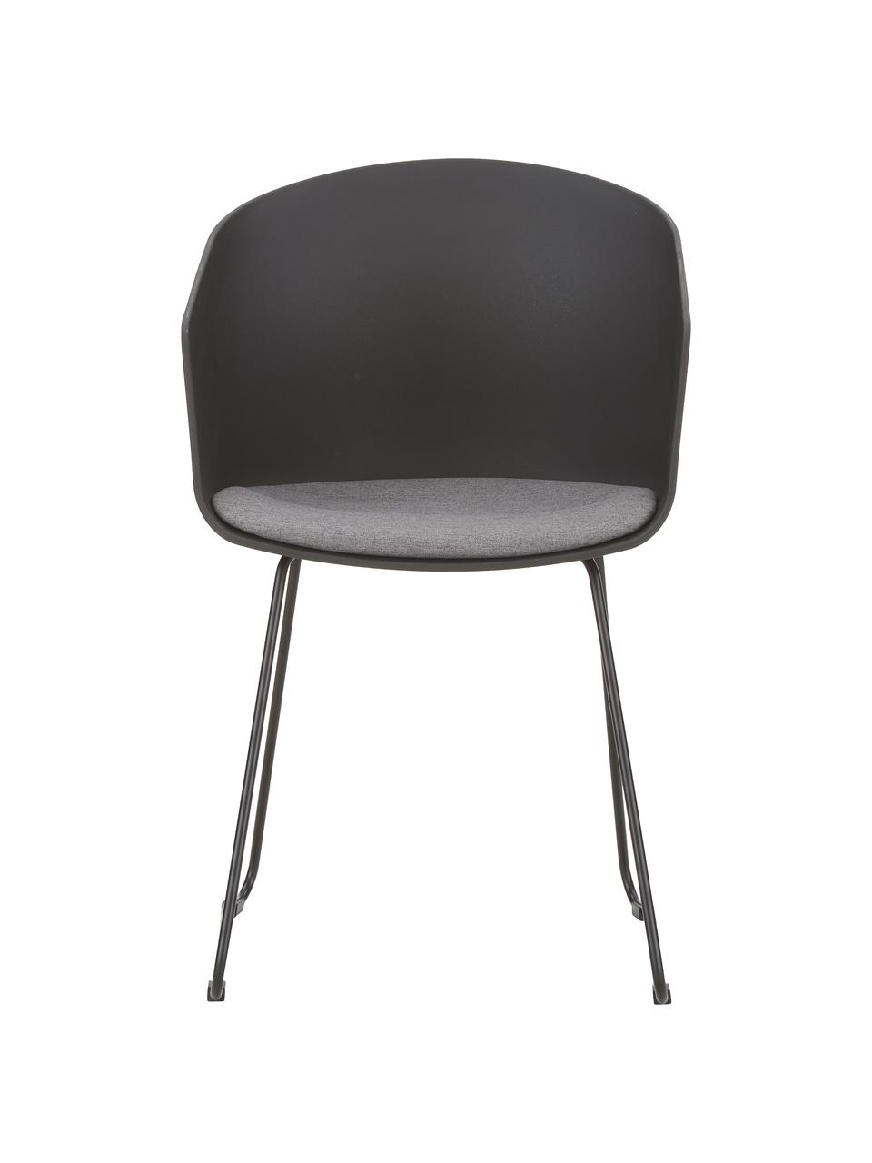 Chaise en cuir synthétique avec coussin d'assise Bogart, 2 pièces, Noir, larg. 51 x prof. 52 cm