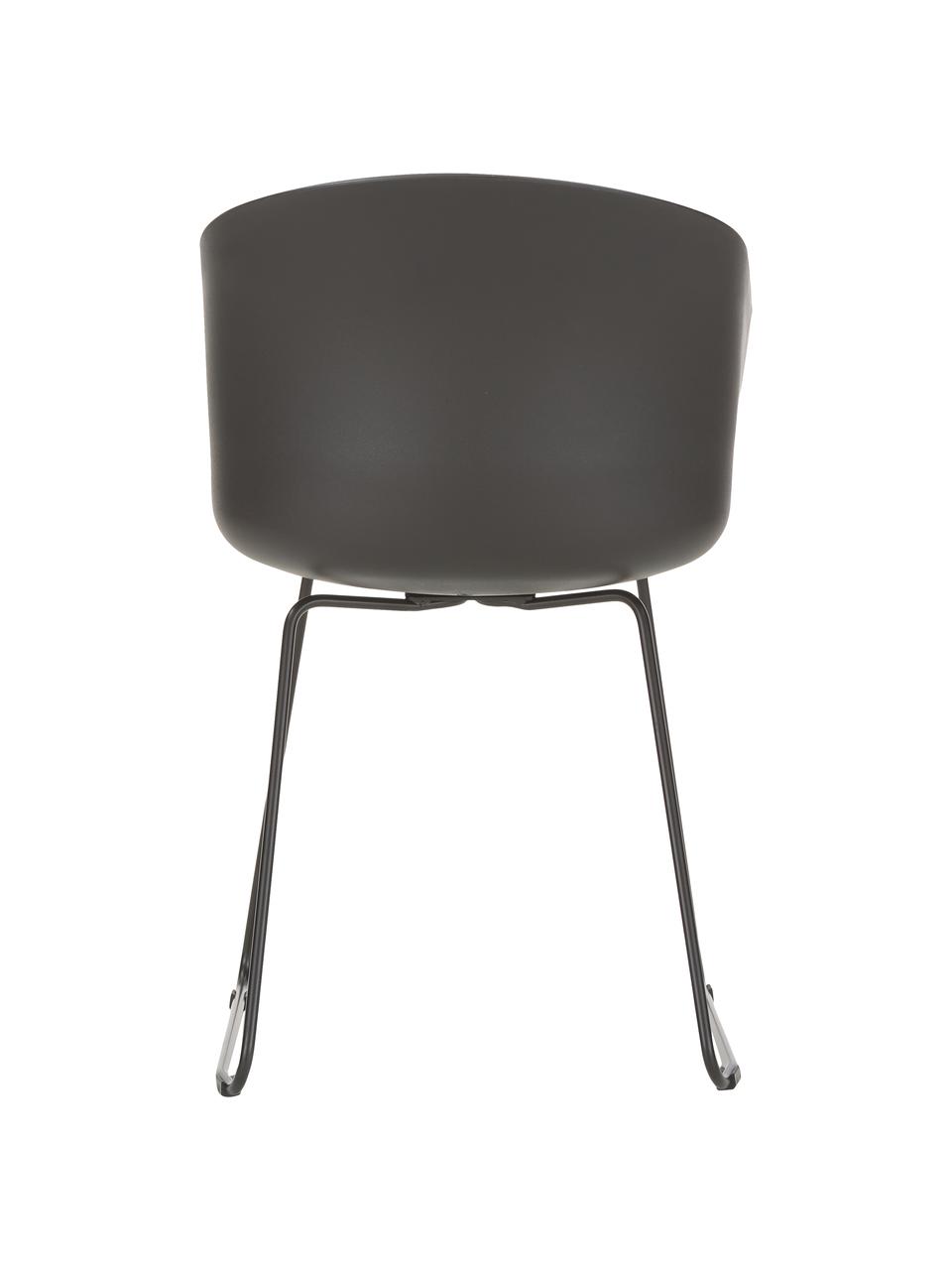 Sedia con braccioli in plastica con cuscino Bogart 2 pz, Rivestimento: poliestere Con 58.000 cic, Gambe: metallo, verniciato, Nero, Larg. 51 x Prof. 52 cm