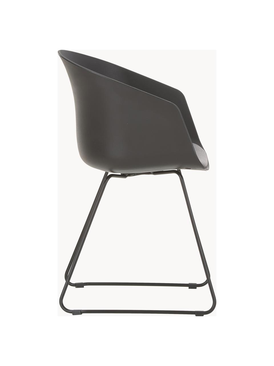 Plastové stoličky s opierkami Bogart, 2 ks, Čierna, Š 51 x H 52 cm