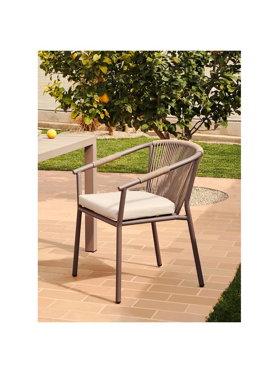 Chaise de jardin à accoudoirs Lay, Tissu beige, brun, larg. 63 x prof. 59 cm
