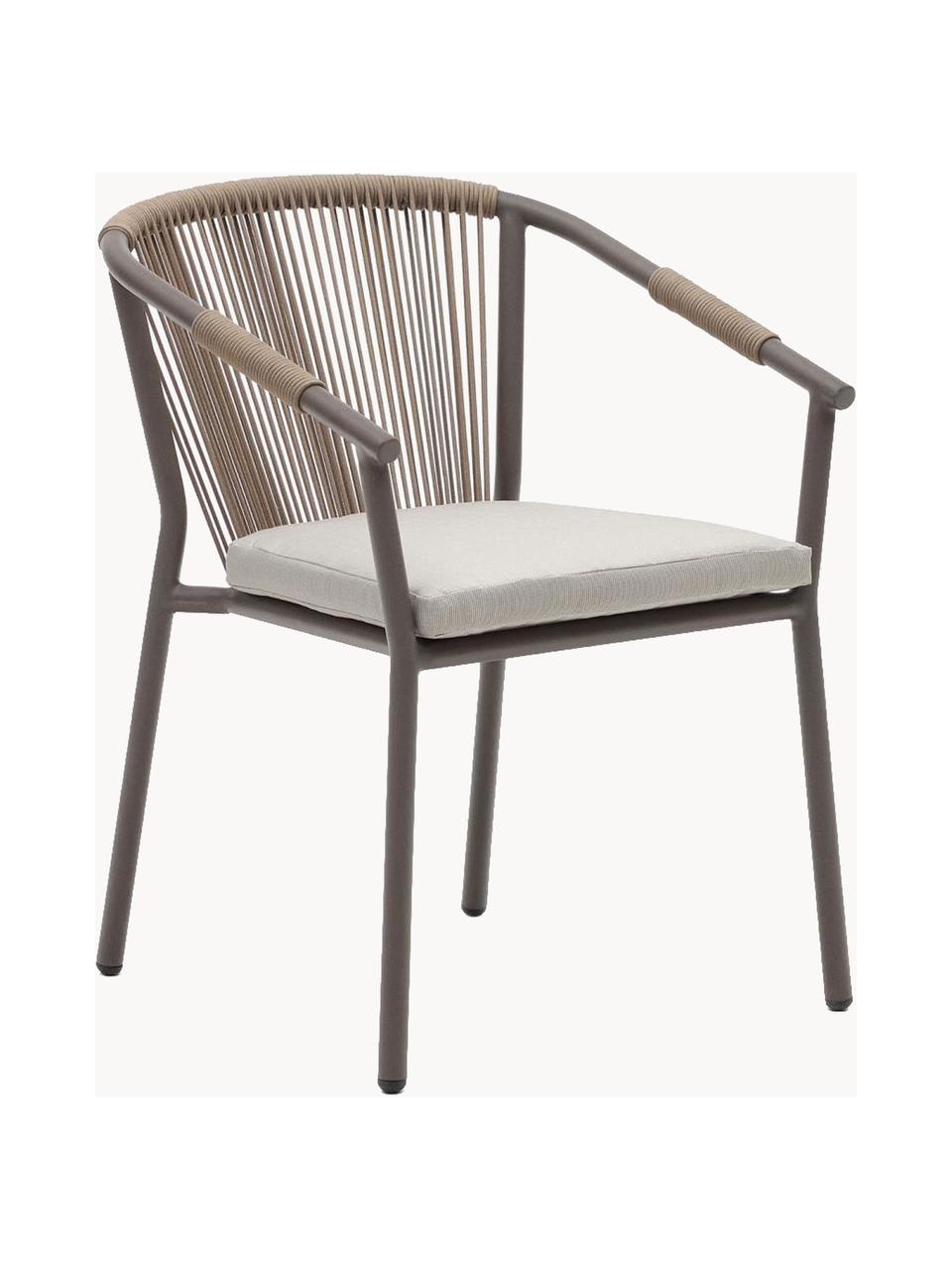 Chaise de jardin à accoudoirs Lay, Tissu beige, brun, larg. 63 x prof. 59 cm