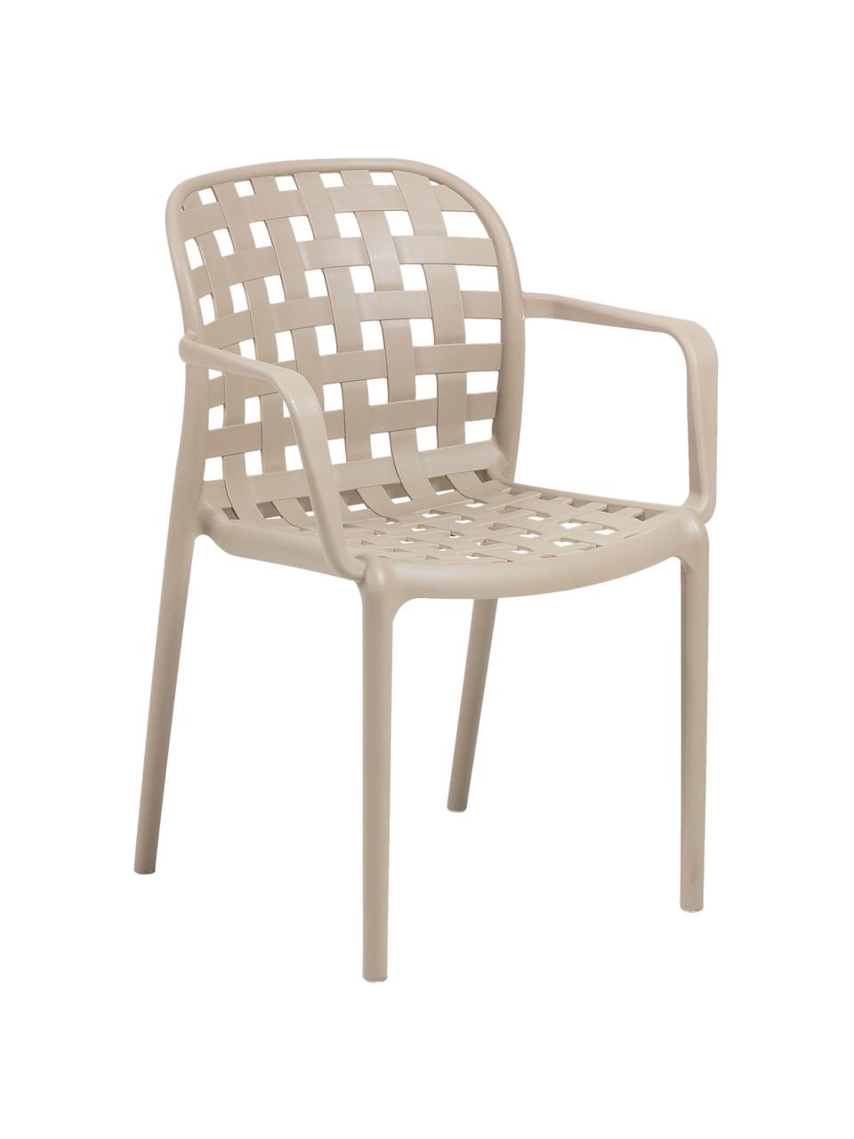 Krzesło ogrodowe składane z tworzywa sztucznego Isa, 2 szt., Tworzywo sztuczne, Beżowy, S 58 x G 58 cm