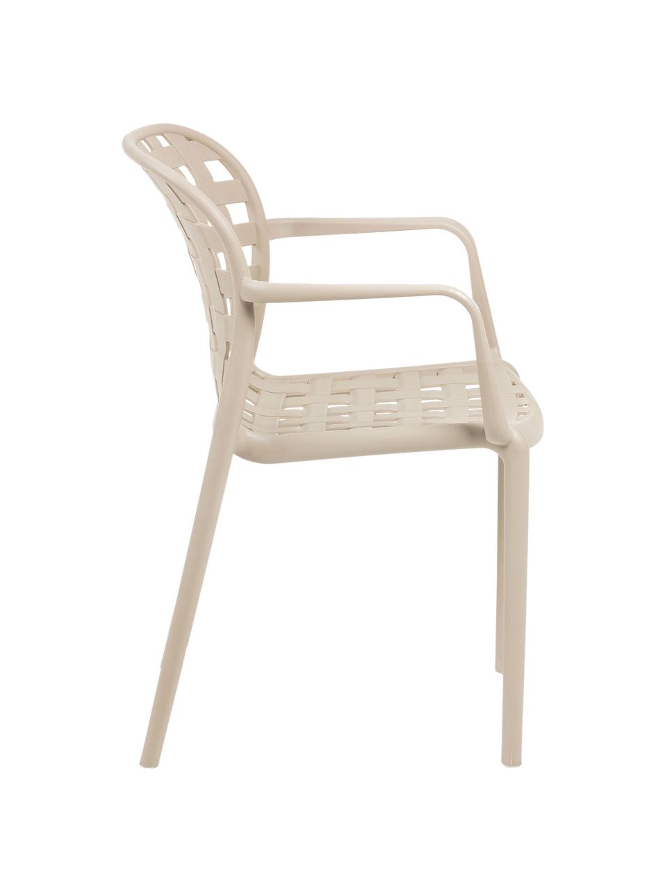 Chaises de jardin empilables en plastique Isa, 2 pièces, Beige