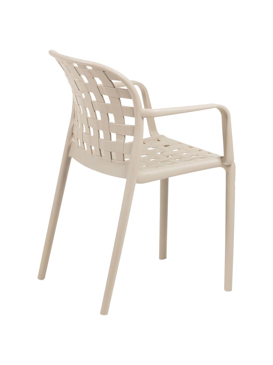 Chaises de jardin empilables en plastique Isa, 2 pièces, Beige