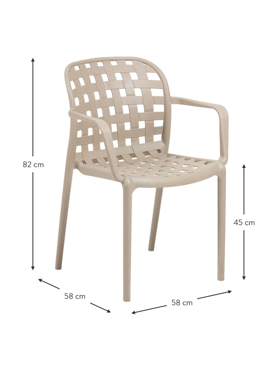 Chaises de jardin empilables en plastique Isa, 2 pièces, Beige