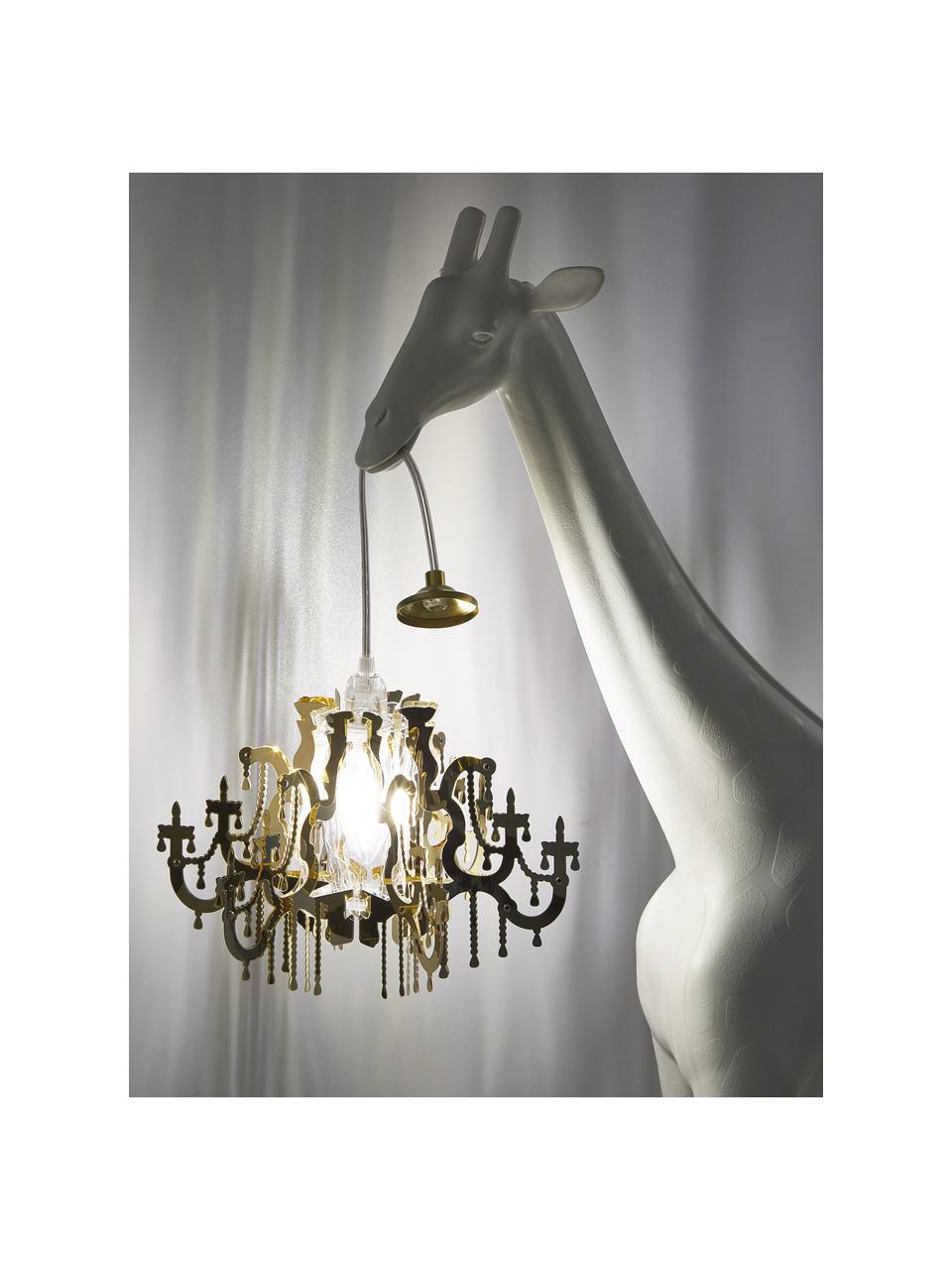 Kleine design vloerlamp Giraffe in Love, Lampenkap: kunststof, Lamp: kunststof, Wit, goudkleurig, 60 x 100 cm