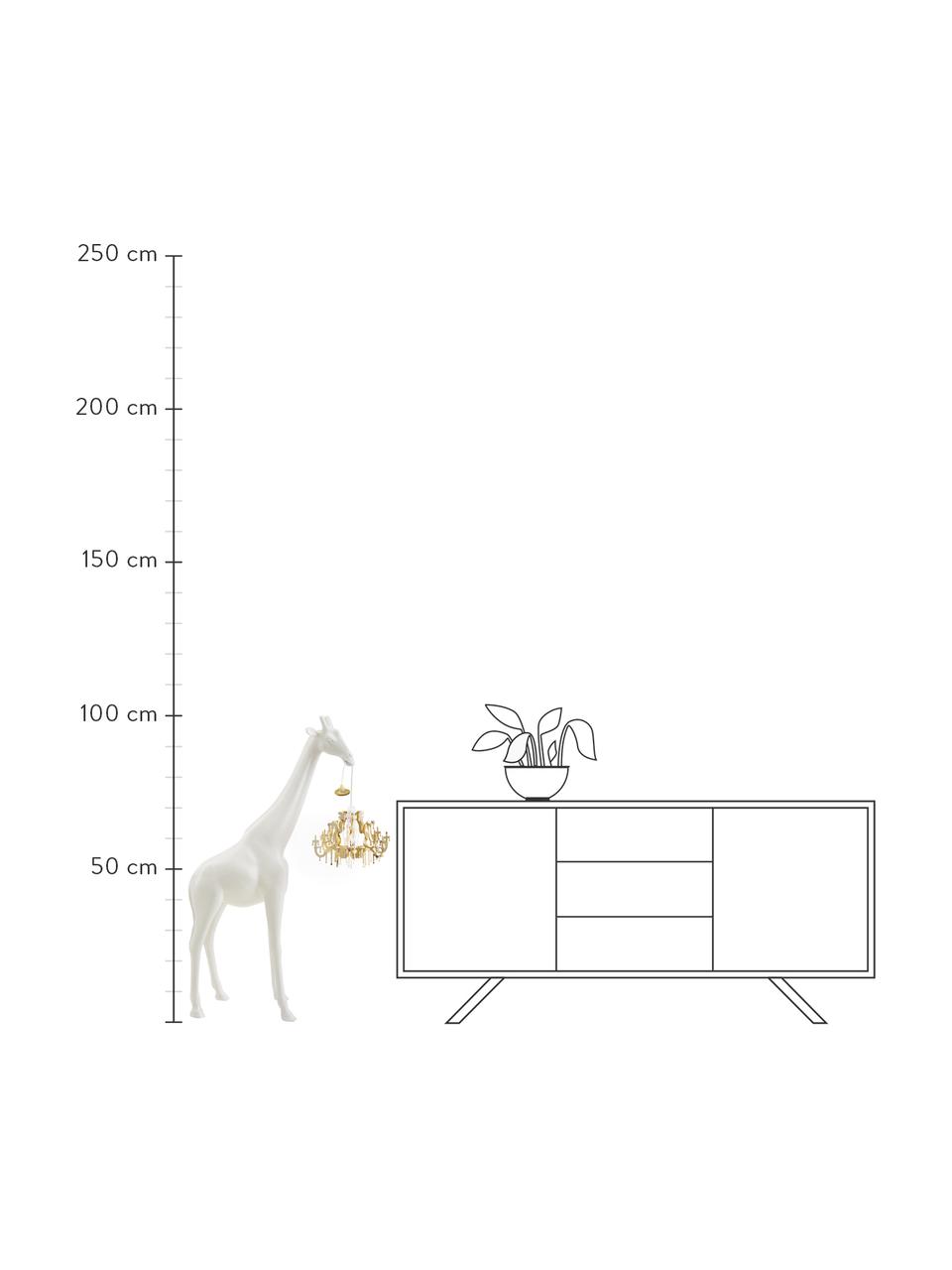 Kleine Design Bodenleuchte Giraffe in Love, Lampenschirm: Kunststoff, Weiß, Goldfarben, 60 x 100 cm