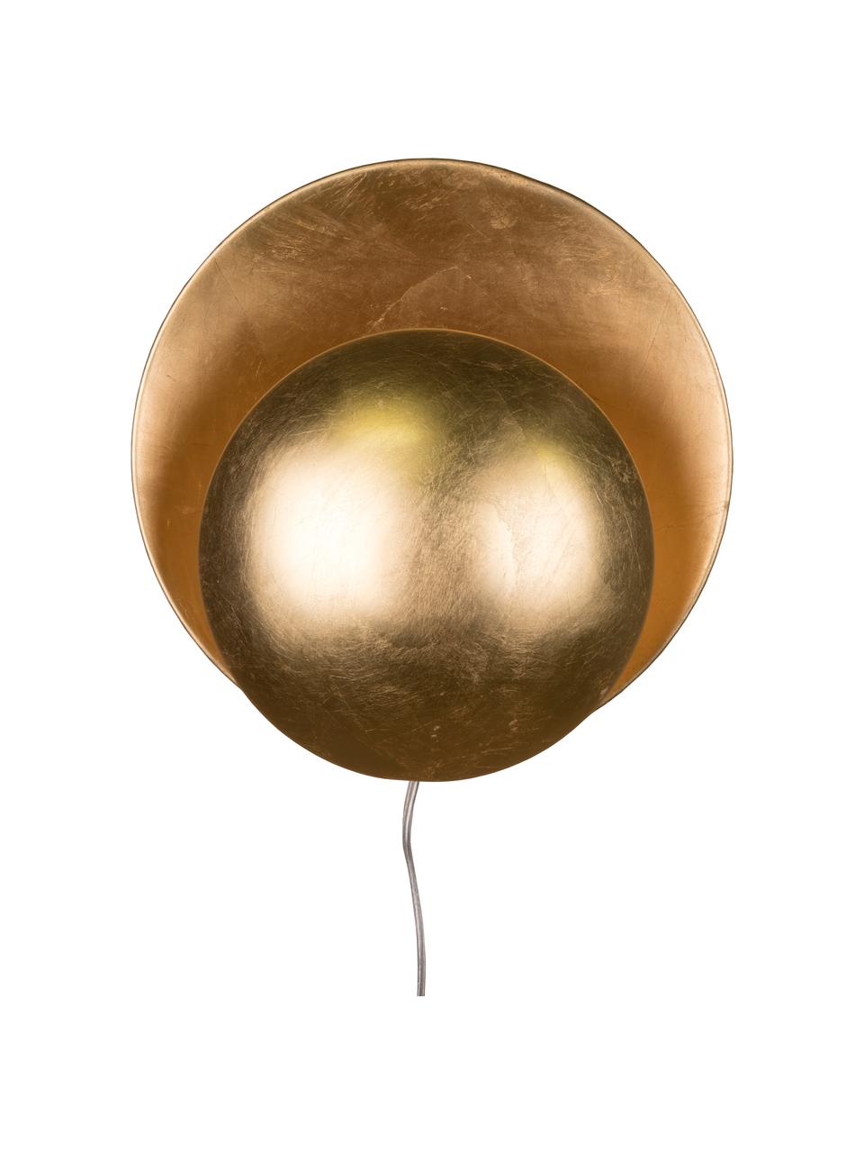 Wandlamp Orbit, Metaal, bedekt met bladgoud, Goudkleurig, Ø 30 x D 15 cm