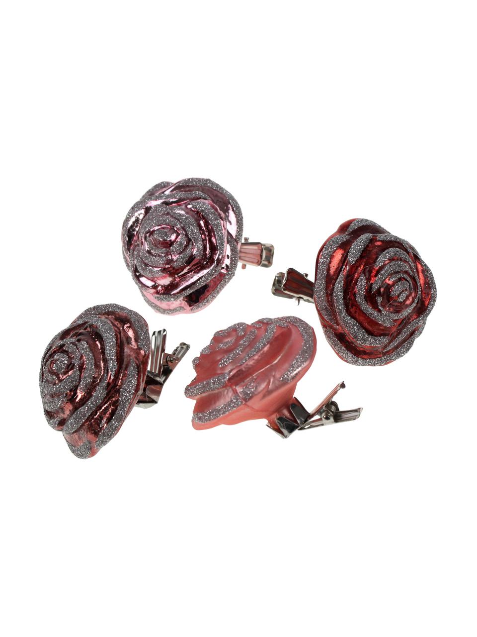 Set ciondoli Glasrose 4 pz, Tonalità rosa, Larg. 5 x Alt. 6 cm