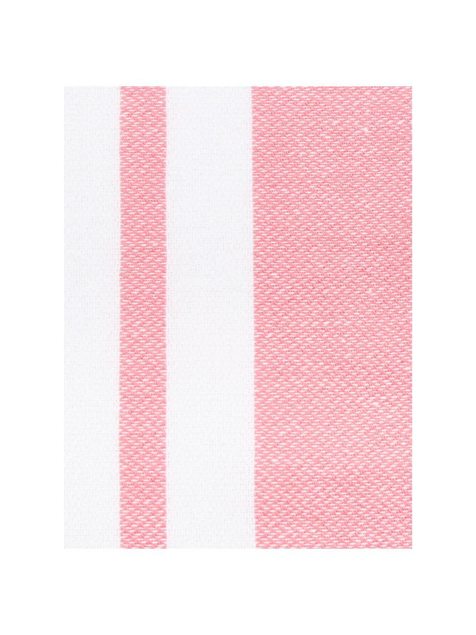 Fouta à rayures avec finition frangée Stripy, Rose, blanc