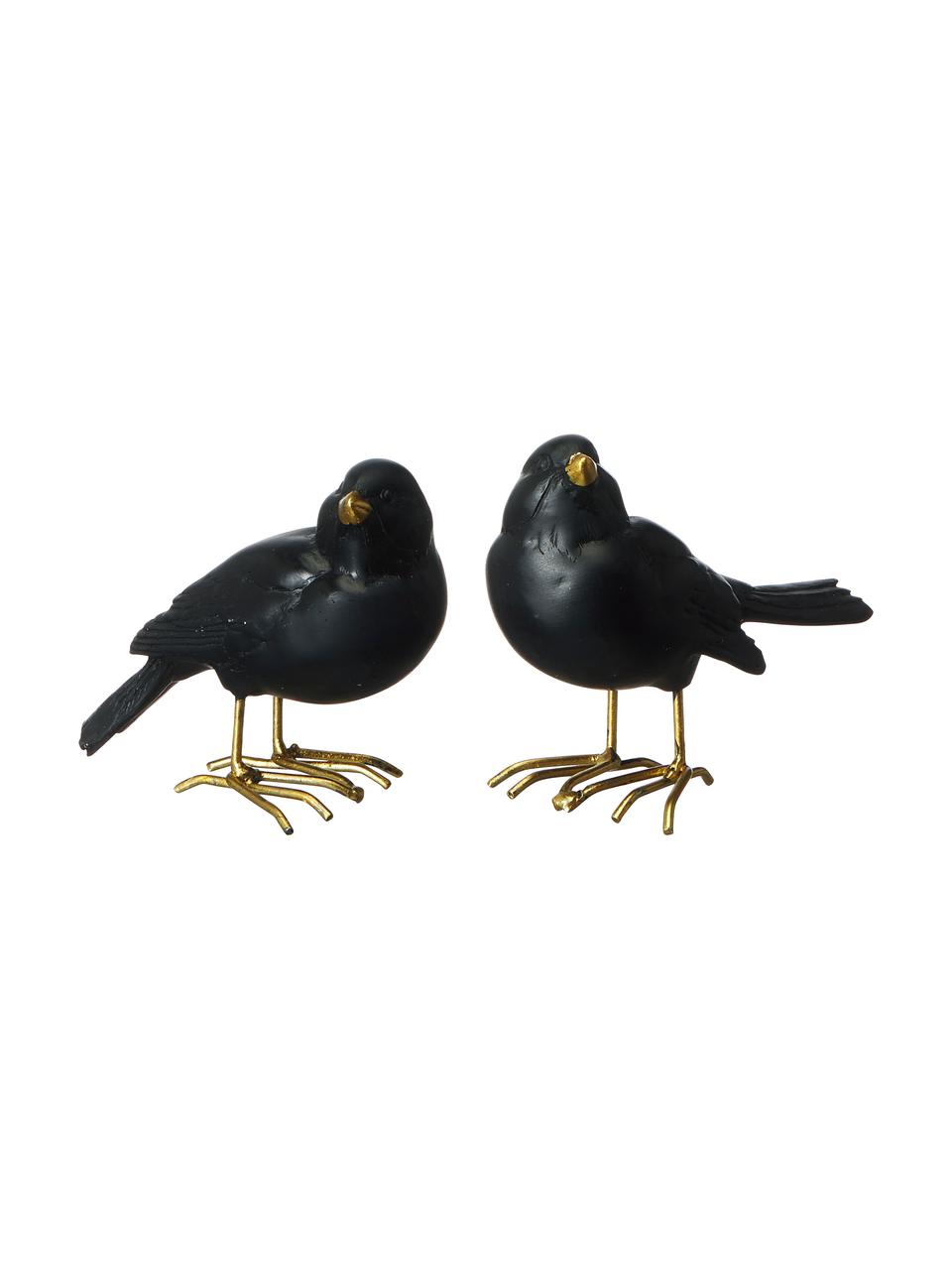 Decoratieve objectenset Blackbird, 2-delig, Polyresin, gelakt, Zwart, B 9 cm x H 7 cm
