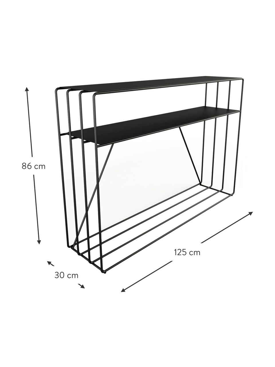 Metalen sidetable Ria, Staal, gepoedercoat, Zwart, B 125 x H 86 cm