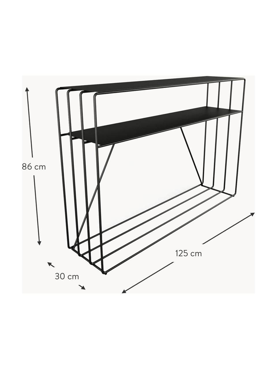 Kovový konzolový stolík Ria, Oceľ s práškovým náterom, Čierna, Š 125 x V 86 cm